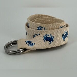 Vintage Polo Ralph Lauren Double Loop Belt Blue‎ Crabs